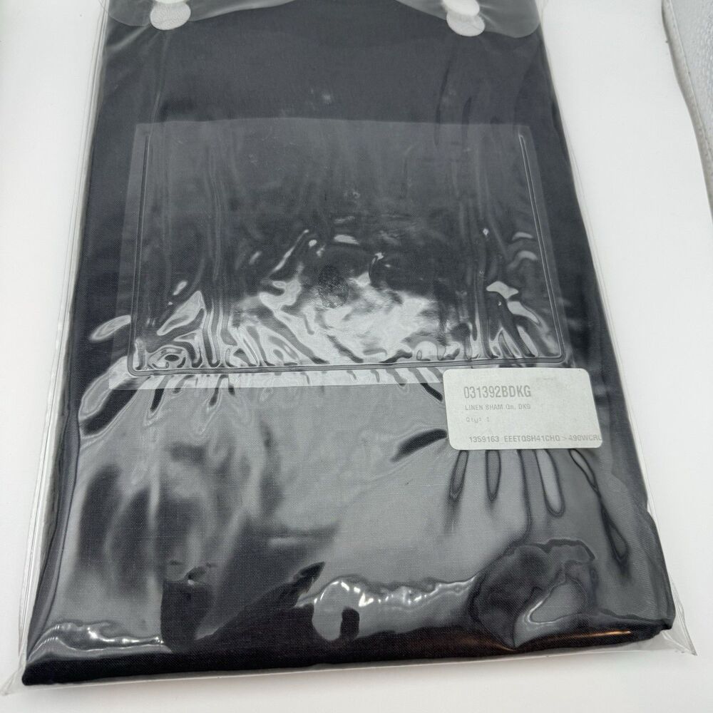 Ethan Allen Tailored Linen Sham Queen Dark Gray Stonewashed Softness Luxury NIP